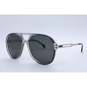 Gucci GG 1104S 001 Aviator Pilot Transparent Grey & Gold Sunglasses Grey Lenses